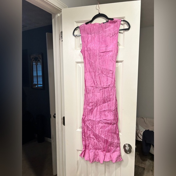 J. Crew Pink Crinkle High Neck Sheath Dress. Size 0 NWOT - Picture 3 of 9